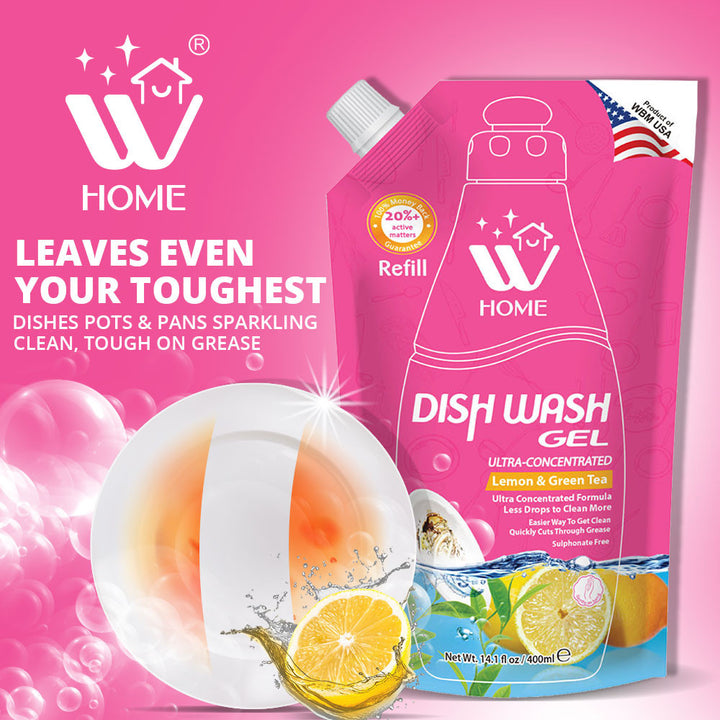 Dish Wash Gel Refill Lemon &amp; Green Tea - 400 ml | WBM Home