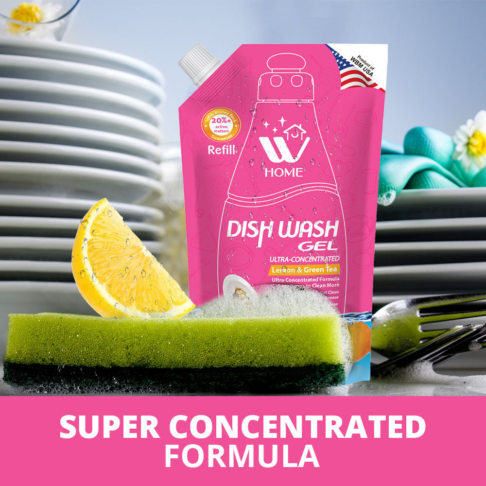 Dish Wash Gel Refill Lemon &amp; Green Tea - 400 ml | WBM Home