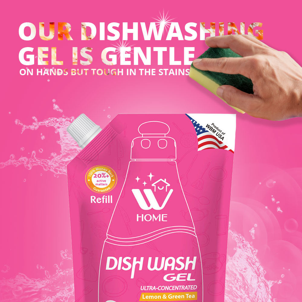 Dish Wash Gel Refill Lemon &amp; Green Tea - 400 ml | WBM Home