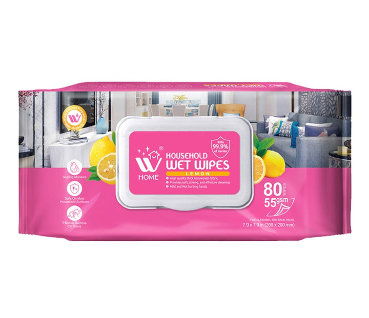 Household Wet Wipes Lemon, 80Pcs | WBM Home