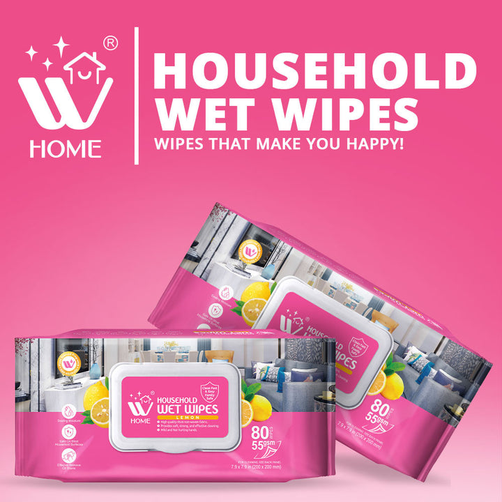 Household Wet Wipes Lemon, 80Pcs | WBM Home