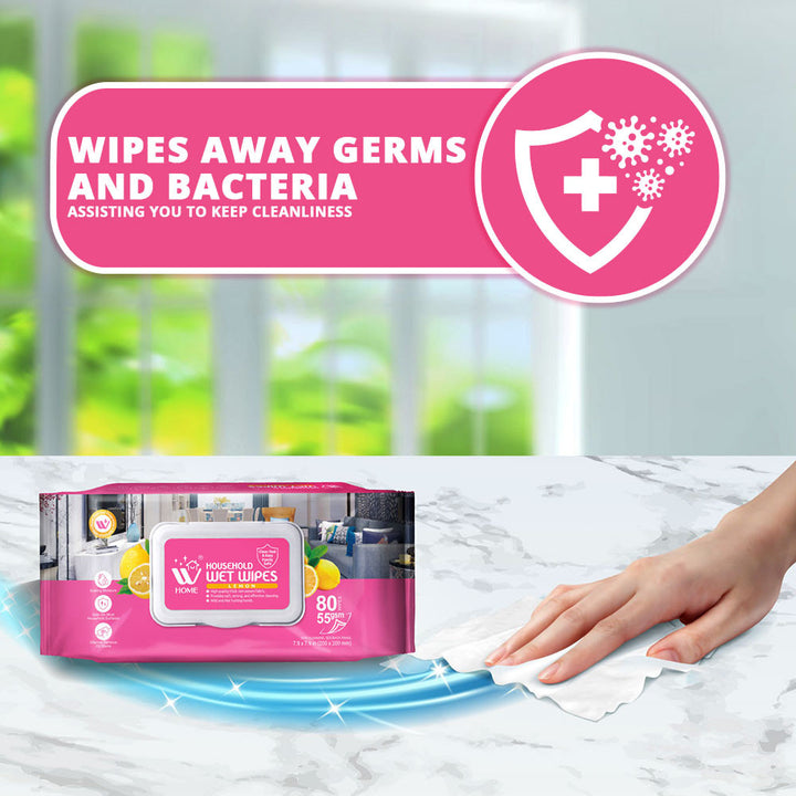 Household Wet Wipes Lemon, 80Pcs | WBM Home