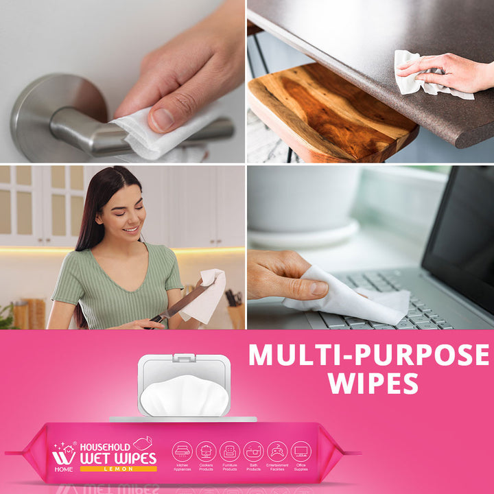 Household Wet Wipes Lemon, 80Pcs | WBM Home