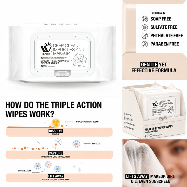 Makeup Remover Wipes - 25 pcs | WBM Beauty