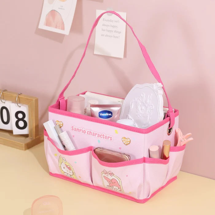 Sanrio Fabric Storage Box with Side Pockets &amp; Strap Handle – Organizer Bin | WBM MART