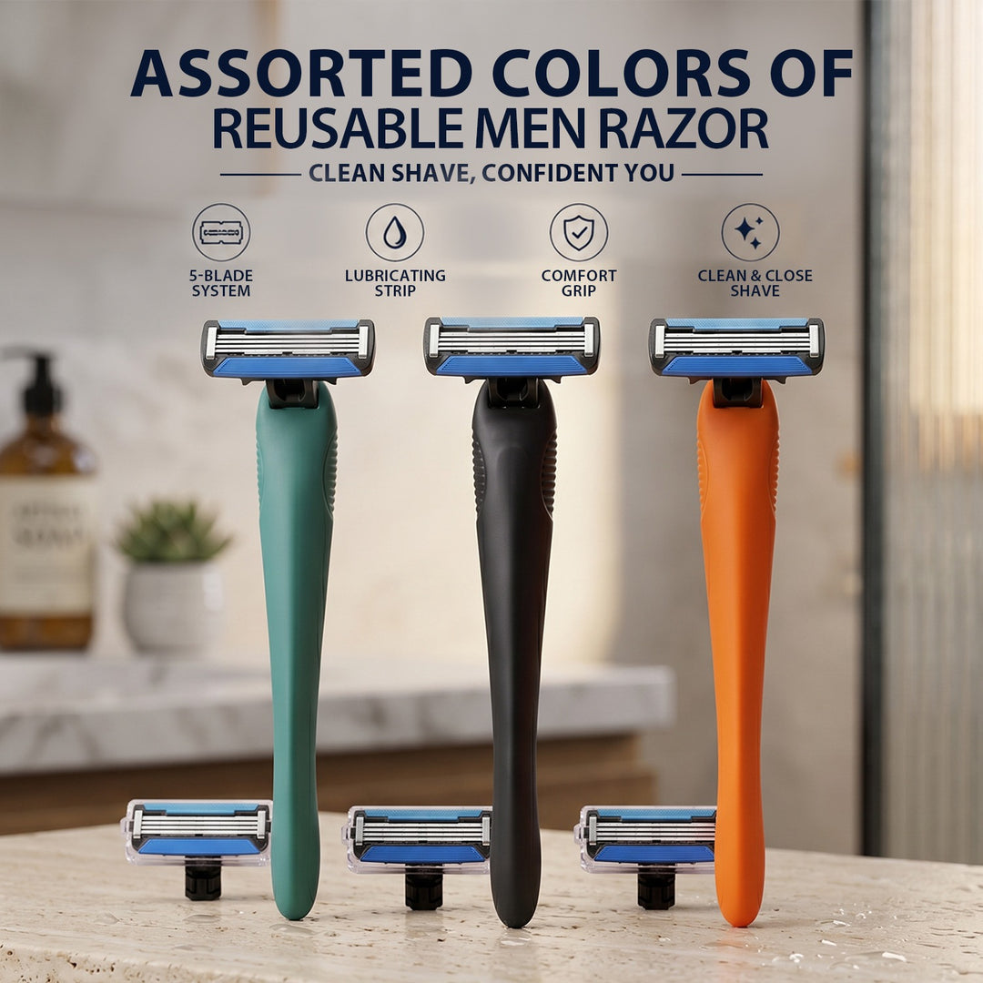 Five Blades Facial Razor with Extra Refill (Any Random Color) | WBM Men Care