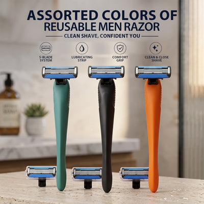 Five Blades Facial Razor with Extra Refill (Any Random Color) | WBM Men Care