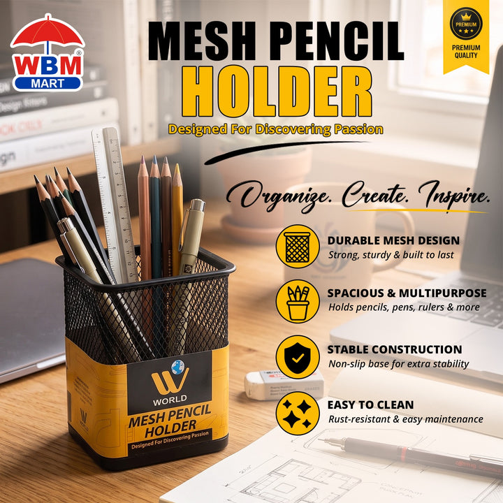 Mesh Pencil Holder - Black Color | WBM World