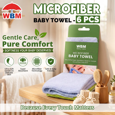 Microfiber Baby Towel - 6 Pcs |  WBM Baby Care