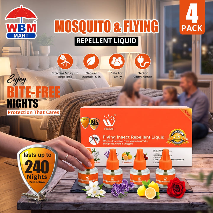 (Pack of 4) Mosquito &amp; Flying Repellent Liquid - 45ml | WBM Home