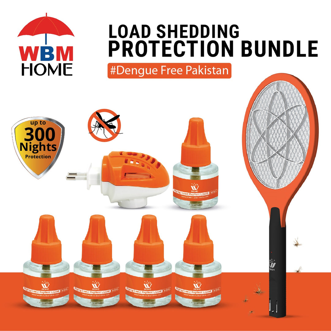 Rechargeable Mosquito Bat + Liquid Combo – Load Shedding Survival Pack | WBM Mart