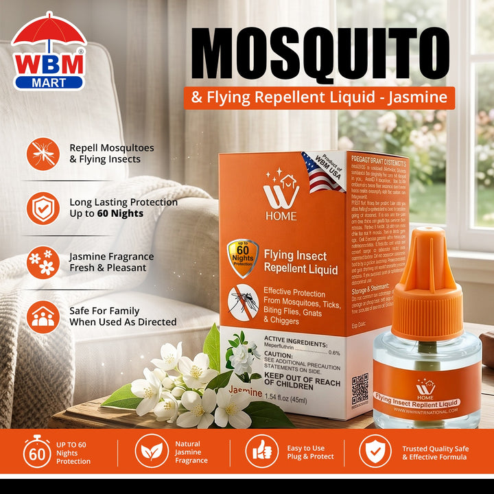 Mosquito &amp; Flying Repellent Liquid - Jasmine 45ml | WBM Home