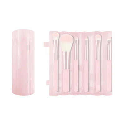 Makeup Brush Portable Series 6-Piece Set with Cylinder Holder (Sakura Pink)| WBM MART