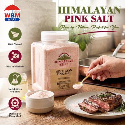 Gluten Free Pink Salt Fine Large Plastic Jar - 5 lbs (2268g) | Himalayan Chef