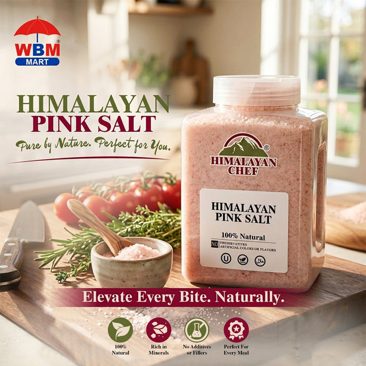 Pink Salt Fine Large Plastic Jar - 5 lbs (2268g) | Himalayan Chef
