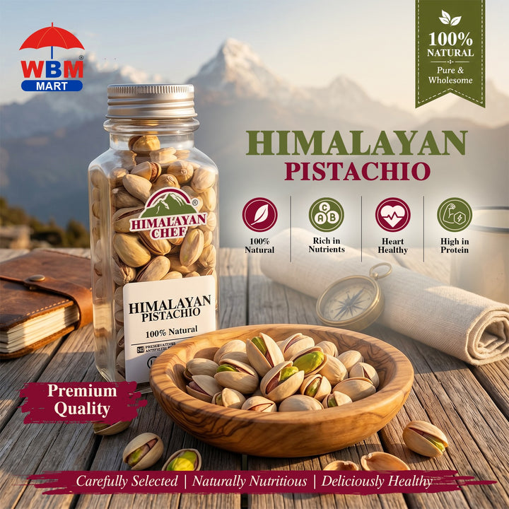 Pistachio Roasted (Pista) with Shell Square Plastics Jar - 0.37 lbs (170g) | Himalayan Chef
