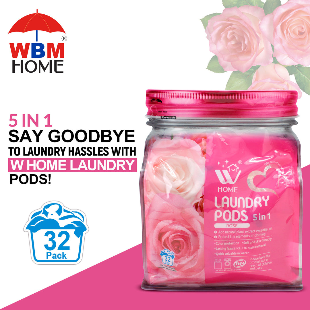 Laundry Pods (Rose) Bag - 32 Pcs | WBM Home