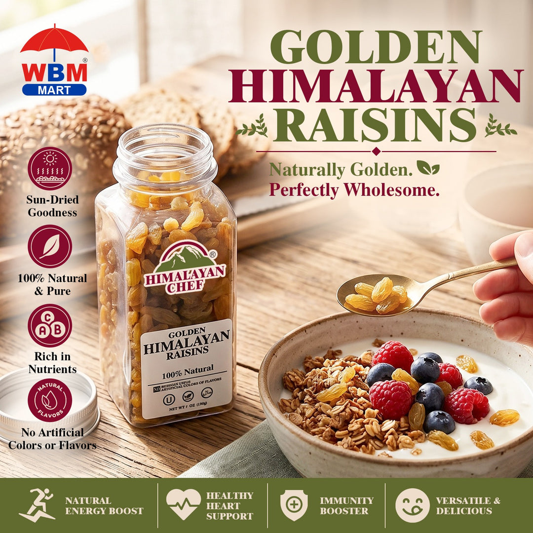 Golden Raisin Square Jar - 0.44 lbs (198g) | Himalayan Chef