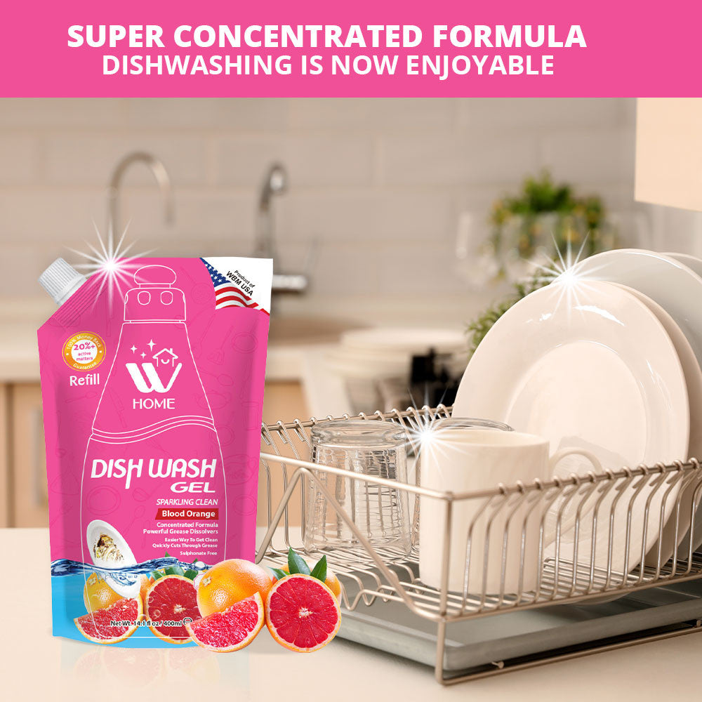 Dish Wash Gel Blood Orange Refill - 400 ml | WBM Home