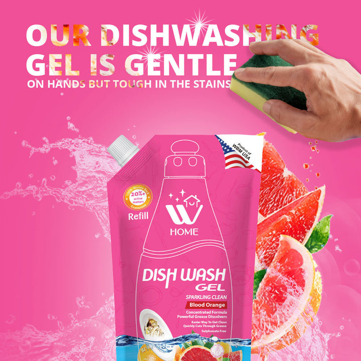 Dish Wash Gel Blood Orange Refill - 400 ml | WBM Home