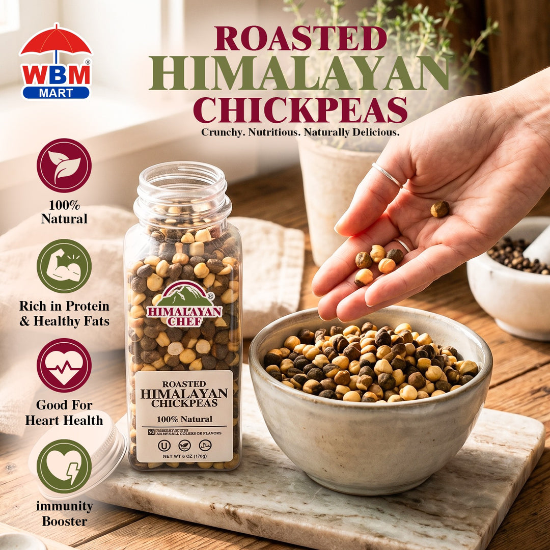 Roasted Black Chickpeas with shell Square Plastic Jar - 0.37 lbs (170g) | Himalayan Chef