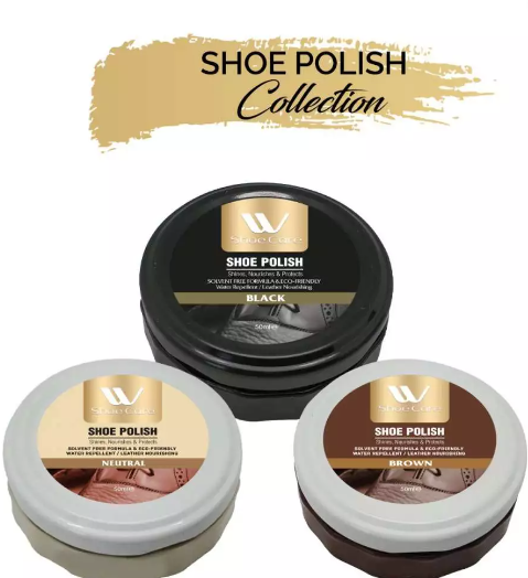 (Pack of 3) Shoe Polish - Black, Brown &amp; Neutral | Leather Nourshing &amp; Water Repellent Shoe Polish - 50ML | WBM Shoe Care