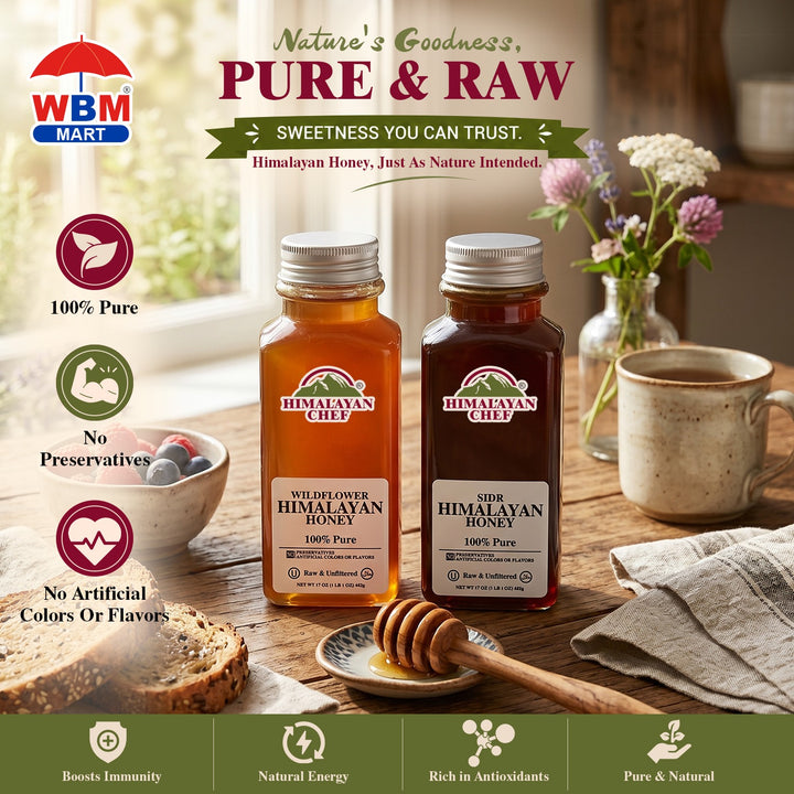 (Pack of 2) Wildflower + Sidr Honey - 2 lbs (960g) | Himalayan Chef