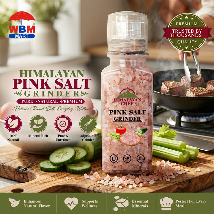 Pink Salt Square Glass Grinder - 368g | Himalayan Chef