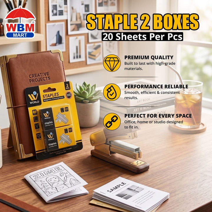 Staple 2 Boxes - 20 Sheets Per Pcs| WBM World