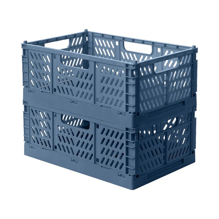 Foldable Storage Basket Set – 2 Pcs Medium Organizer Bins (Any Random Color) | WBM MART