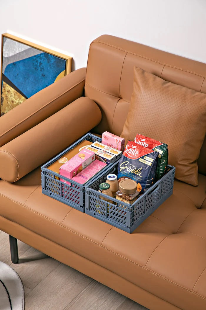 Foldable Storage Basket Set – 2 Pcs Medium Organizer Bins (Any Random Color) | WBM MART
