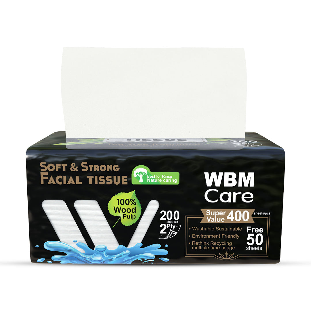 Facial Tissues Medium Tea Tree 2 Ply - (200 Sheets) | WBM Care