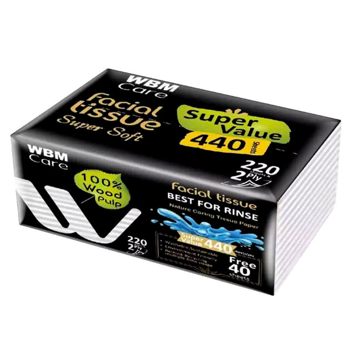 Facial Tissue Paper Small 2 Ply - 220 Sheet | WBM Care