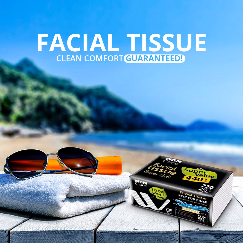 Facial Tissue Paper Small 2 Ply - 220 Sheet | WBM Care