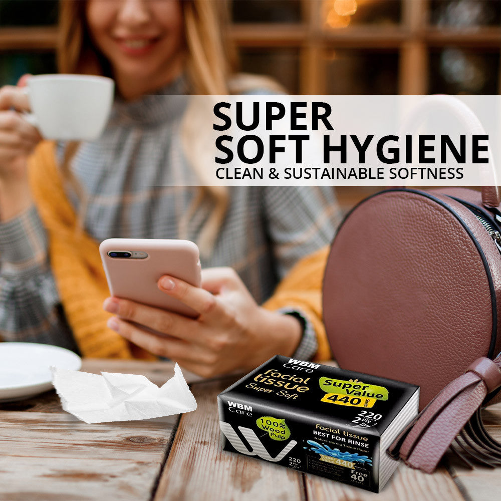 Facial Tissue Paper Small 2 Ply - 220 Sheet | WBM Care