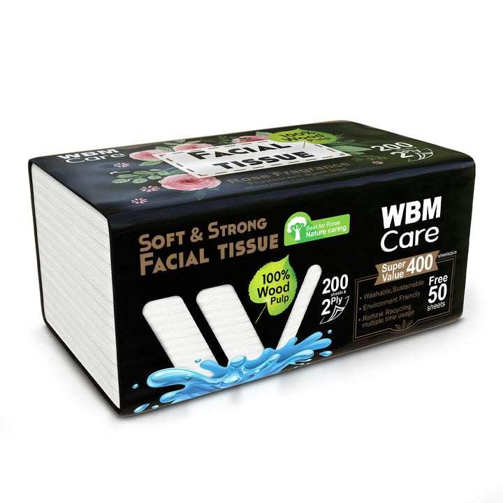 Facial Tissues Medium Rose 2 Ply - (200 Sheets) | WBM Care