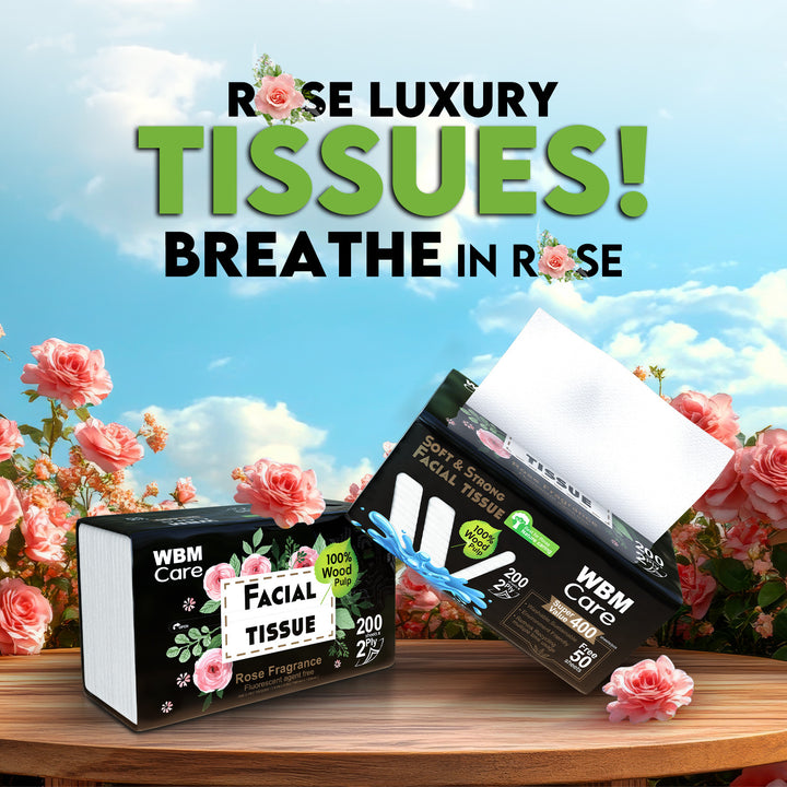 Facial Tissues Medium Rose 2 Ply - (200 Sheets) | WBM Care