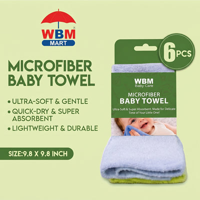 Microfiber Baby Towel - 6 Pcs WBM Baby Care