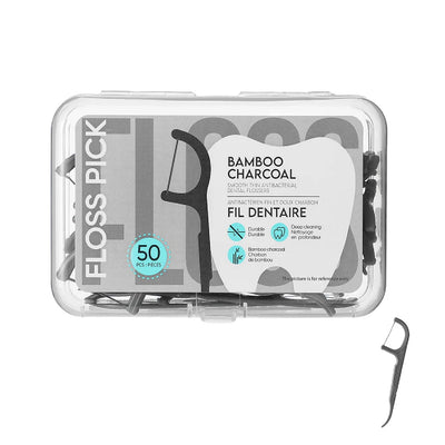 Bamboo Charcoal Smooth Thin Antibacterial Dental Flossers (50 pcs*3)| WBM MART