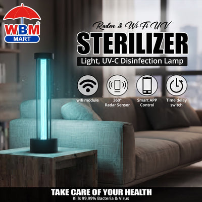 Radar & Wi-Fi UV Sterilizer Light, UV-C Disinfection Lamp | WBM Smart