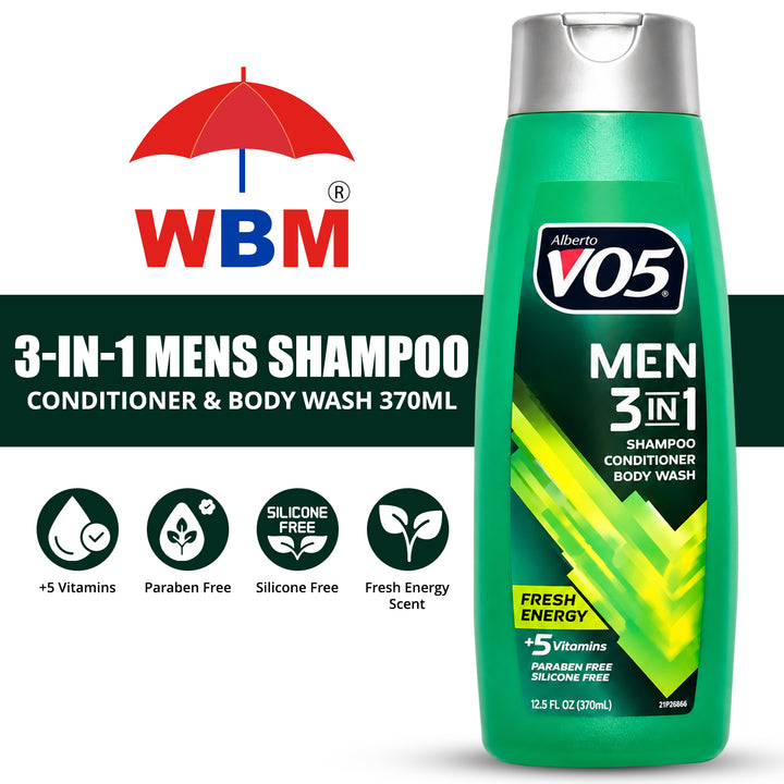3-IN-1 Mens Shampoo, Conditioner &amp; Body Wash 370 ml | VO5