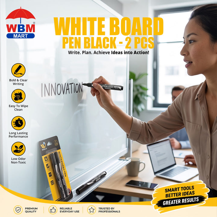 White Board Pen Black - 2 Pcs | WBM World