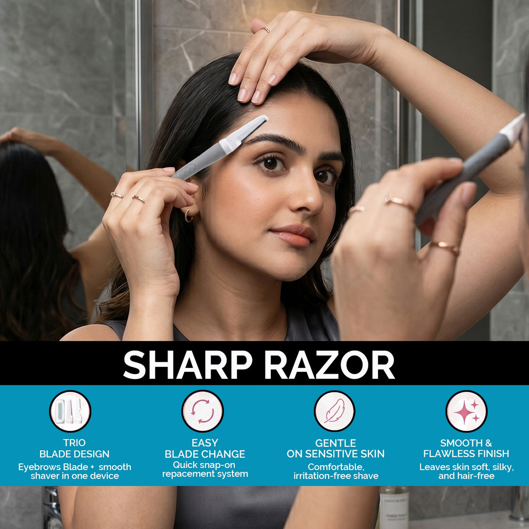 Multifunctional Women Razor with 4 Eyebrow Razor &amp; Extra Refill (Any Random Color) | WBM Beauty