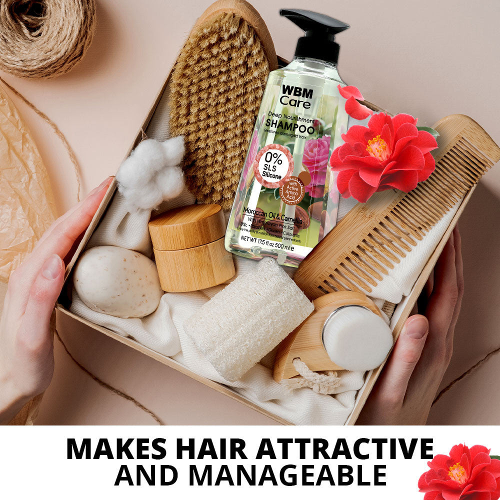 Restores Damaged Hair Shampoo with Moroccan &amp; Camellia - 500ml | WBM Care